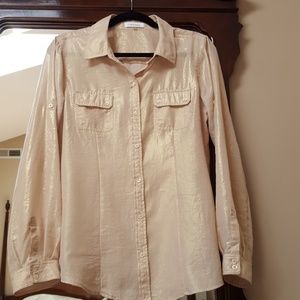 Button down gold tinted blouse